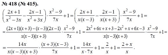 Ответ к задаче № 418 (415) - Макарычев Ю.Н., Миндюк Н.Г., Нешков К.И., гдз по алгебре 8 класс